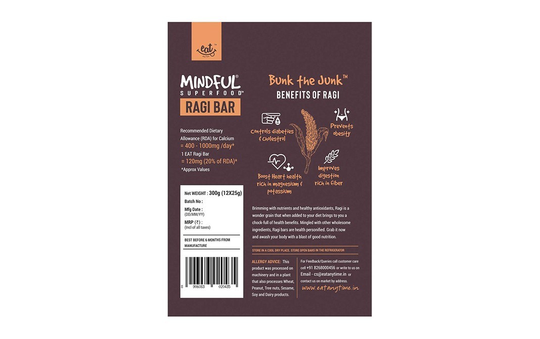 Eat Any Time Mindful Superfood Ragi Bar    Box  300 grams
